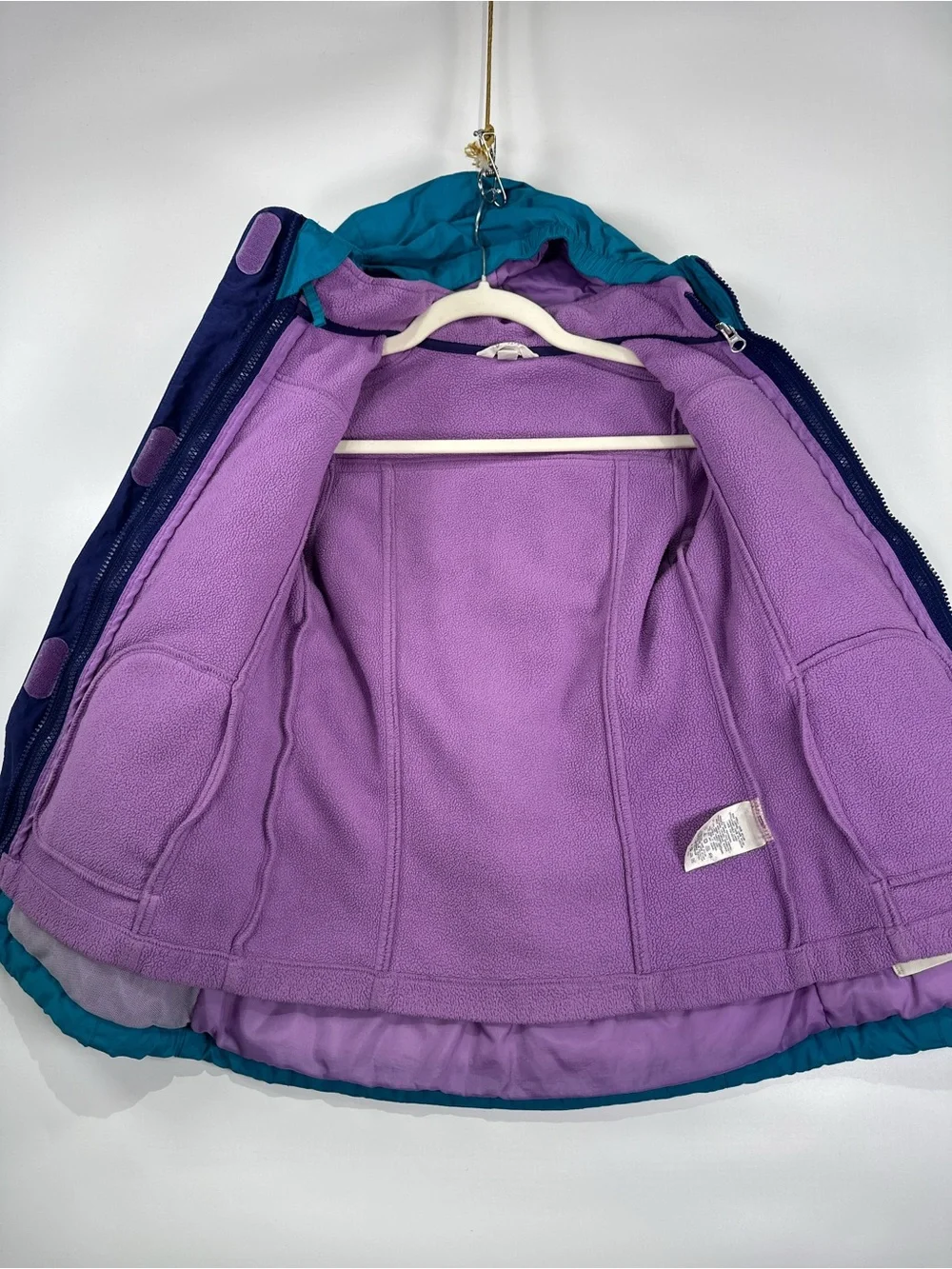 Lands End Grow-A-Longs Squall Waterproof Insulated Jacket Teal Purple Size S 7-8
